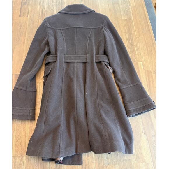 Vince Camuto Black Wool Cashmere Blend Belted Coat With Gold Buttons Medium - Picture 2 of 6